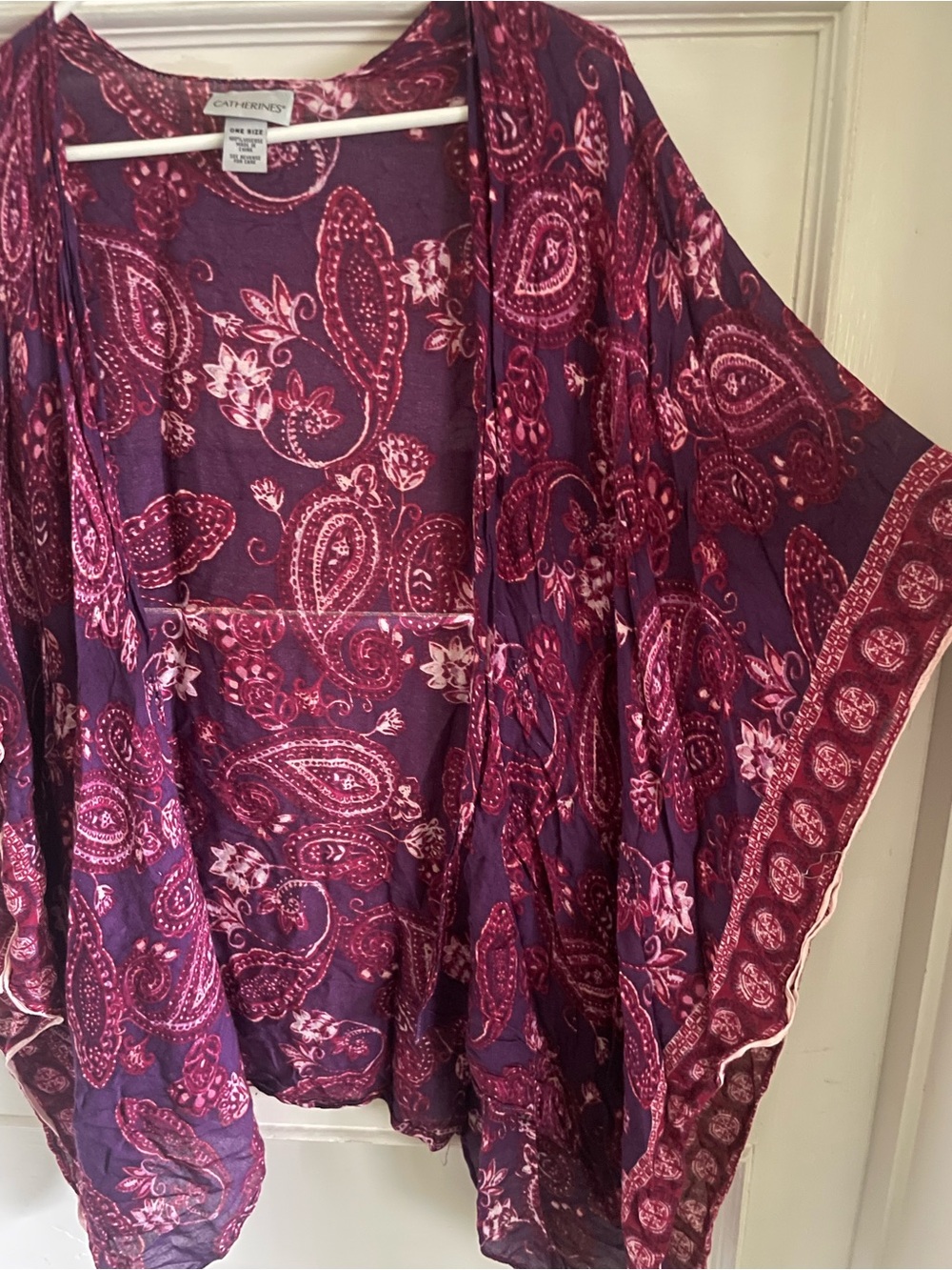 Catherines Plum and Magenta Paisley Open Cardigan